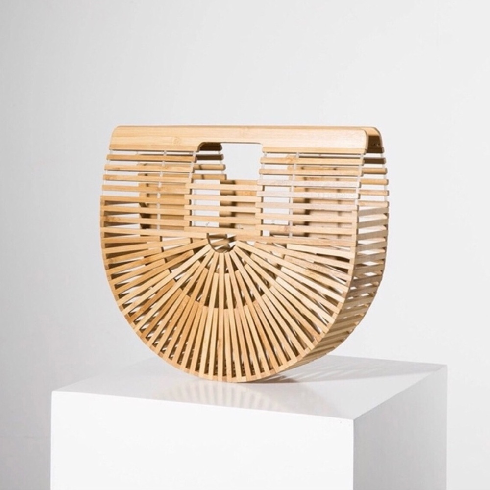 Natural Bamboo Half-Moon Handbag
